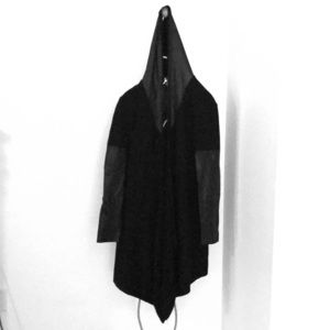 Leather/knitted cardigan  w/hood